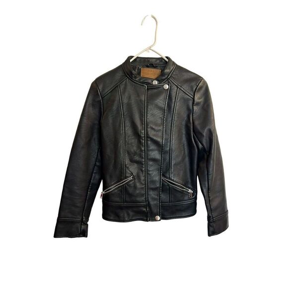 ZARA GIRLS CUTE Faux Leather BIKER JACKET COLLECTION Kids Size: 13-14 Black - Picture 1 of 4
